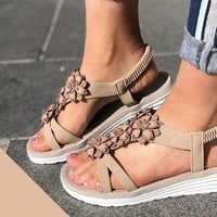 Women's Summer Flower Wedge Sandals