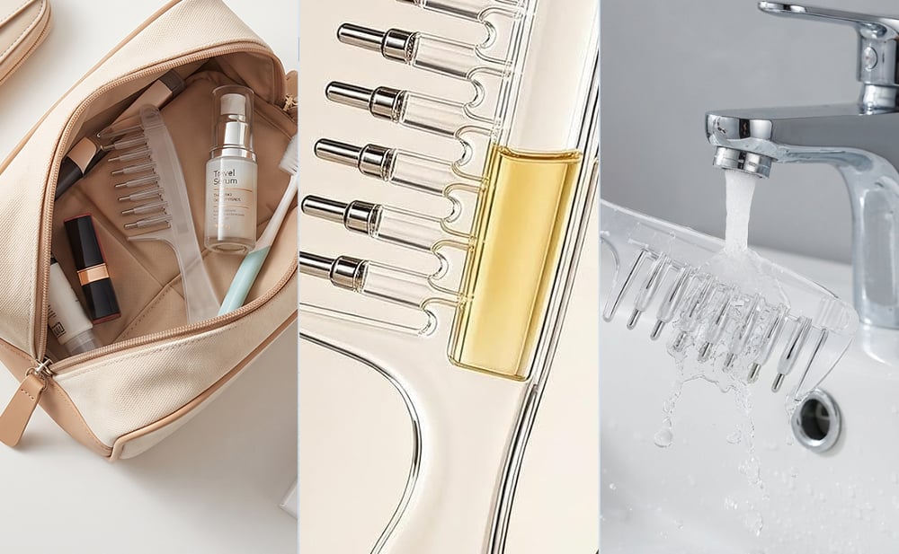 Portable Crystal scalp applicator comb