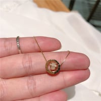 925 Sterling Silver Sliding 14K Gold Opal Simple Necklace