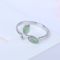 Spring in the Air Green Leaf 925 Sterling Silver Open Ring