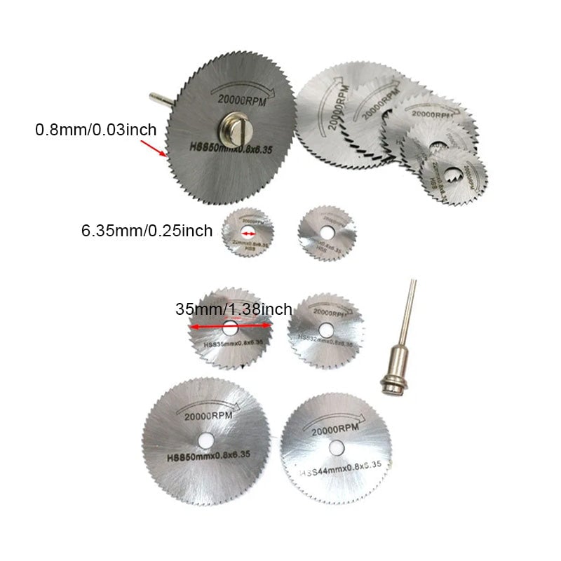 Set van 6 stuks metalen HSS-cirkelzaagbladen