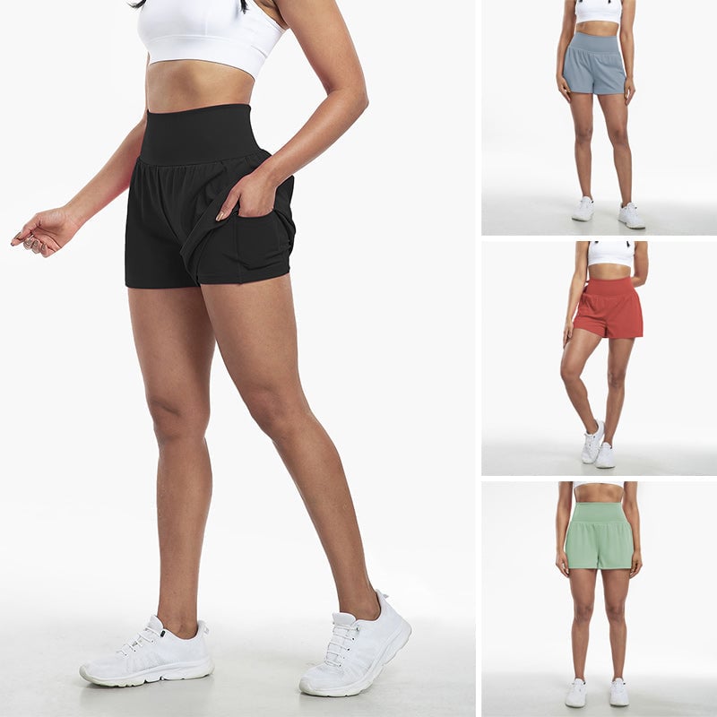 Hochtaillierte Sportshorts mit Fake-Zweiteilung