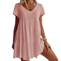 V-Ausschnitt Lässiges Kurzarm Kleid