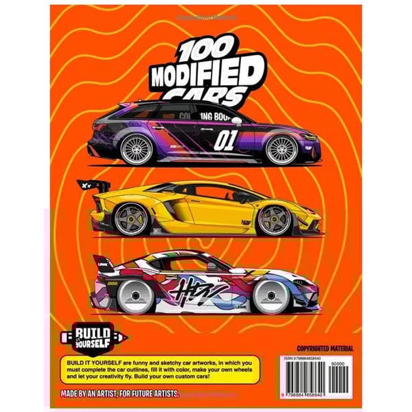 Beginner-Friendly-100 Modified Cars Coloring Book