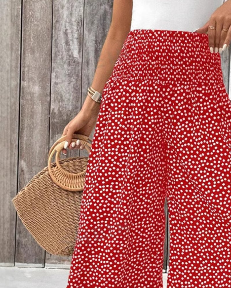 Polka Dot Loose High-Waist Wide-Leg Pants