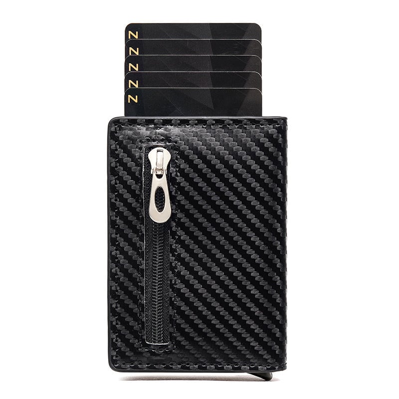 Anti-magnetic RFID card holder with zipper for men