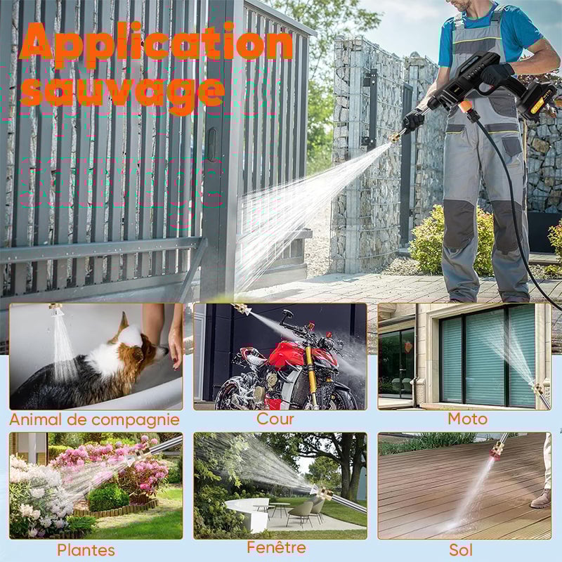 Sakerplus Nettoyeur à pression portable sans fil