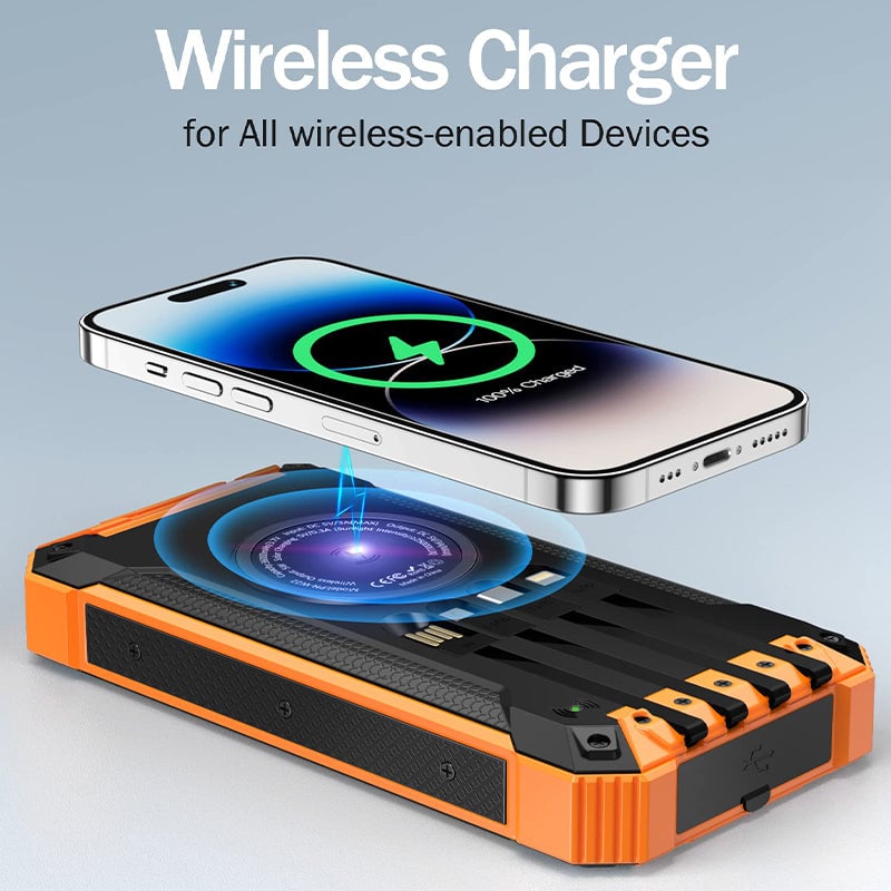 Wireless charging solar power bank