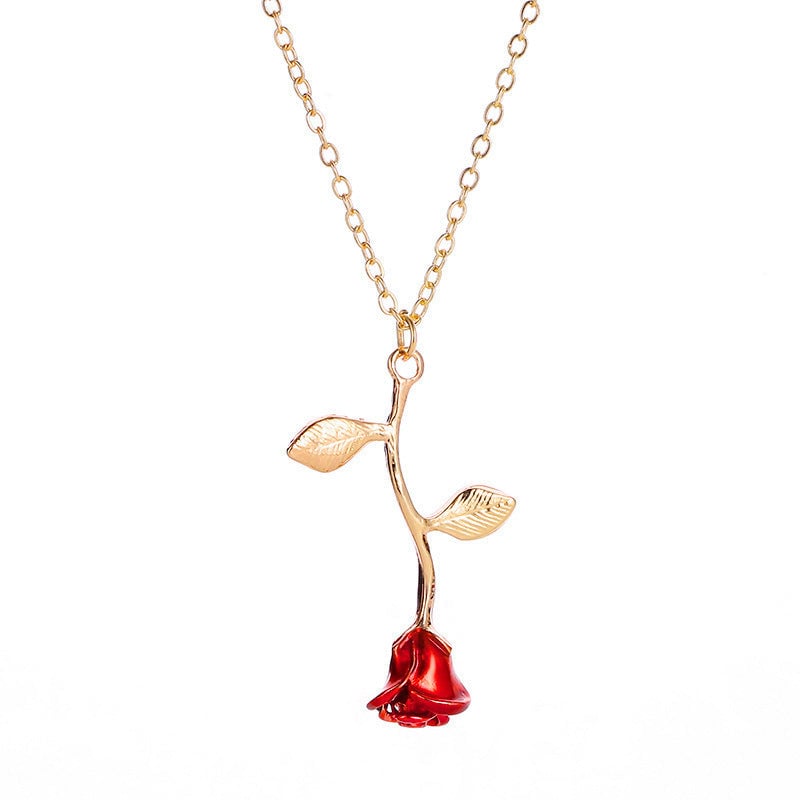 3D Rose Pendant Necklace