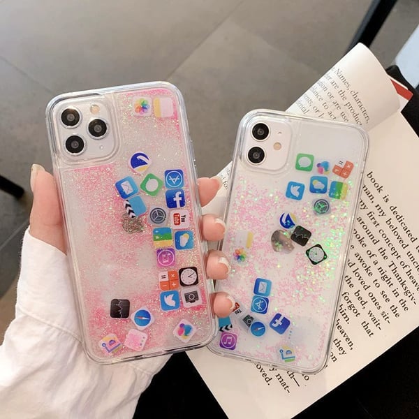 Liquid Glitter Icon Phone Case Cover