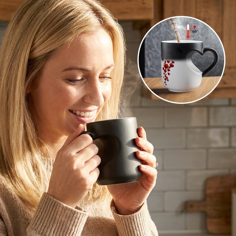 Herzförmige, farbwechselnde Keramiktasse