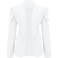 Women's Casual Lapel Blazer Puff Sleeve Open Front Work Blazer Suit