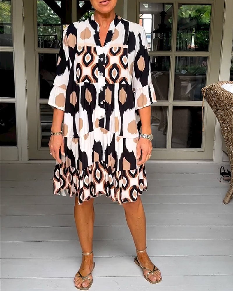 Robe imprimée à manches 3/4