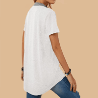 T-shirt da donna a maniche corte casual ampia monopetto