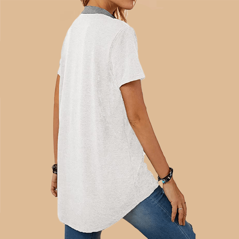 T-shirt da donna a maniche corte casual ampia monopetto