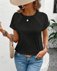 T-Shirt Solide Couleur Creuse Col Rond Slim