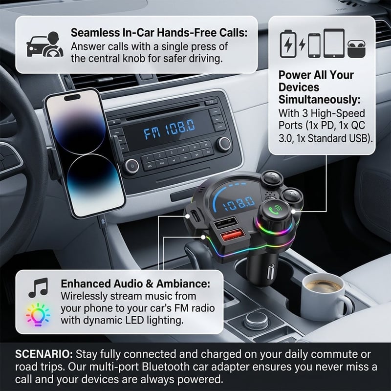 USB-C Bluetooth 5.4 Car Adapter