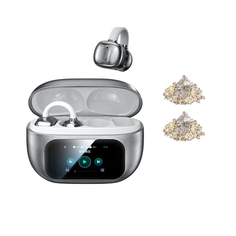 Clip-On Ear LCD Full Color Touchscreen Audio Wireless Headphones