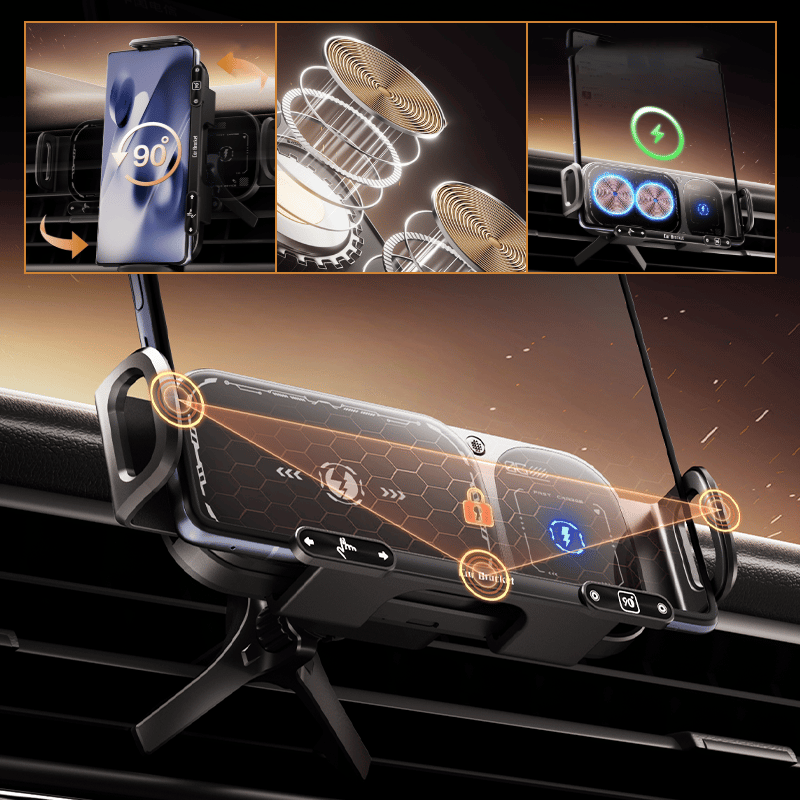 Sakerplus Kabellose Ladestation Mit Drehbarer Auto-Halterung