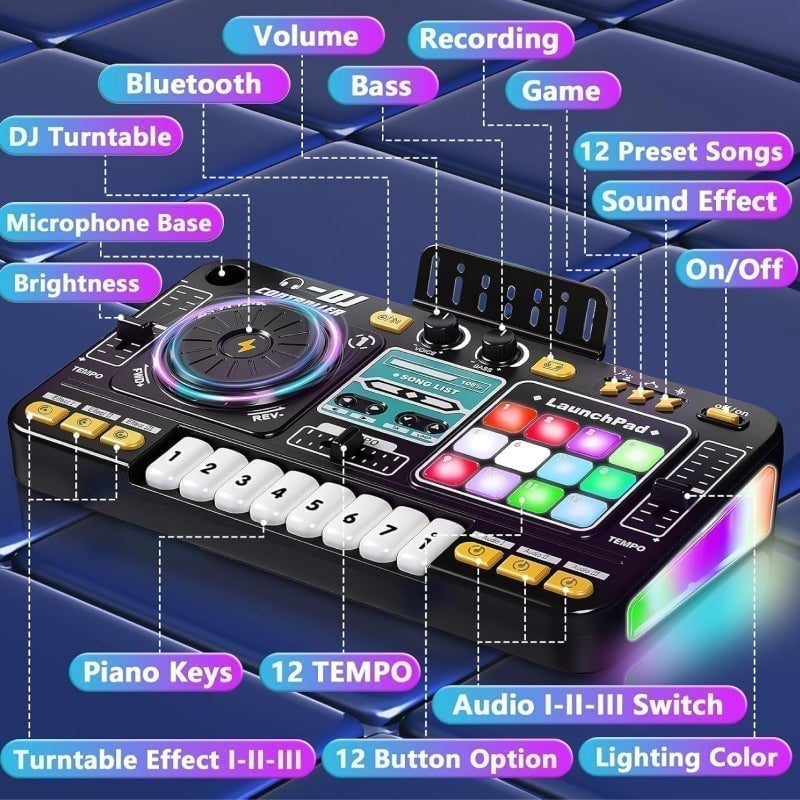 Sakerplus® Kids DJ Mixer Table With Microphone