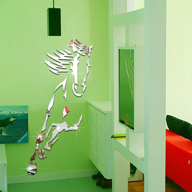 Adesivo da parete moderno in acrilico 3D con cavallo a specchio