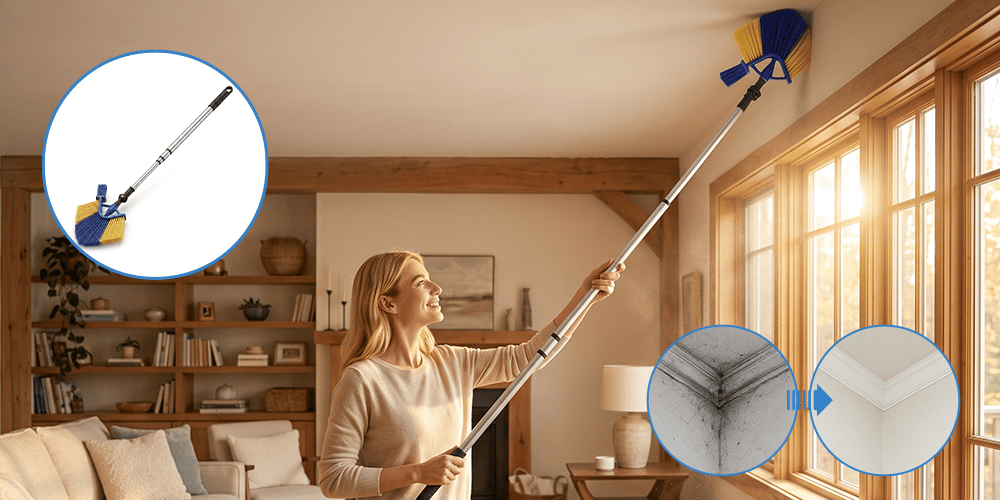 180 degree adjustable telescopic ceiling cleaning brush