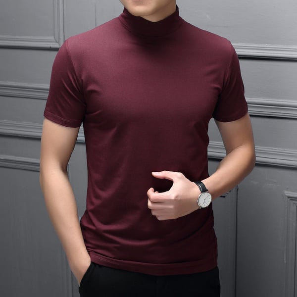 Men's Slim Fit T-shirt with a Stand-up Collar