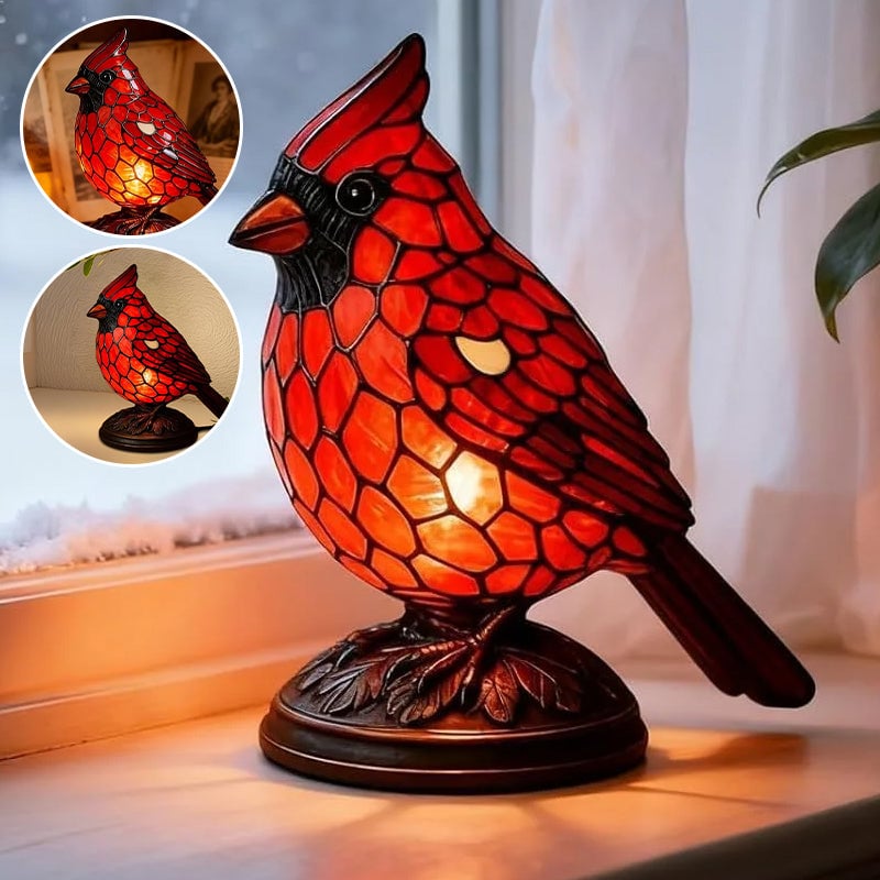 Resin Red Bird Table Lamp Ornament