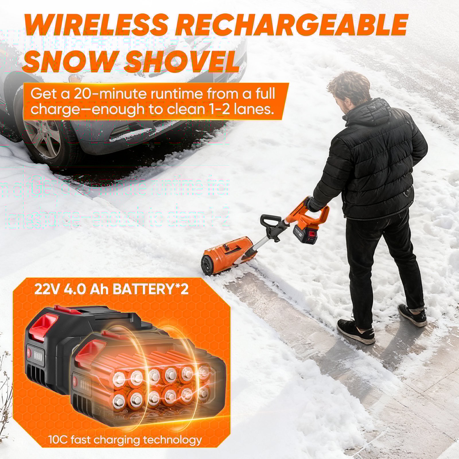 Sakerplus 22V Cordless Electric Snow Shovel