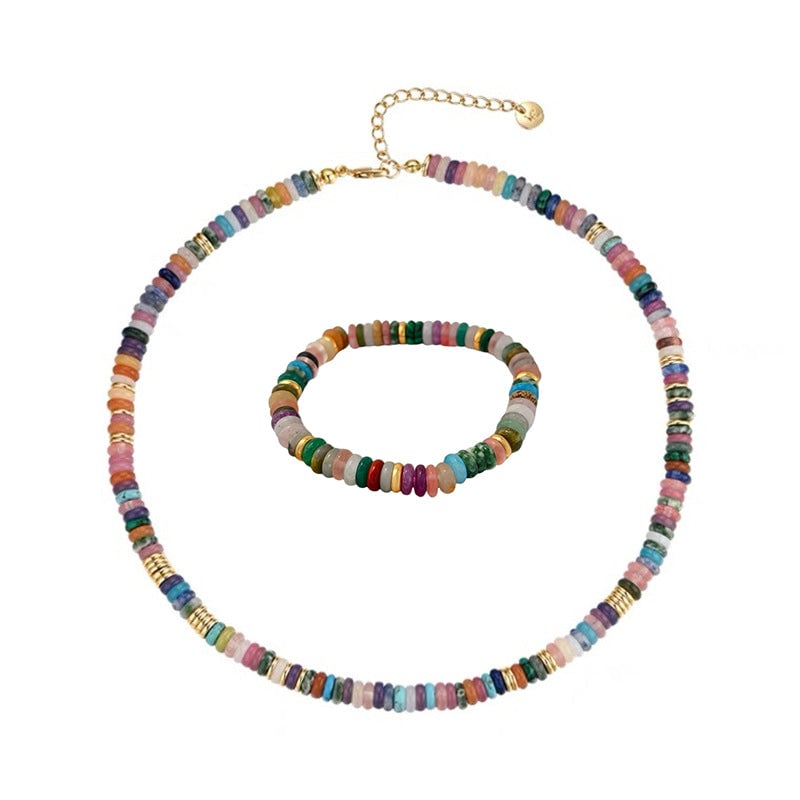 Frisbee Natural Beaded Necklace