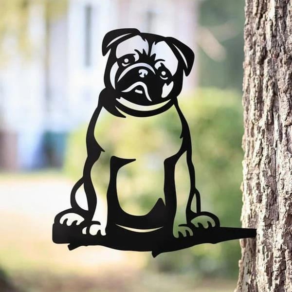 Metal Dog Silhouette Puppy Garden Decoration