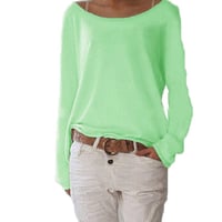 Femmes Manches Longues Pull en Tricot Casual Lâche