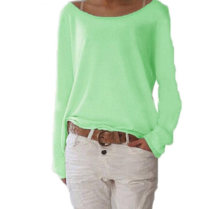 Femmes Manches Longues Pull en Tricot Casual Lâche