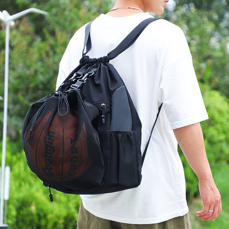 Einfarbiger Sportrucksack mit Kordelzug aus Nylon
