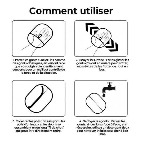 Gant d'épilation pour animaux de compagnie