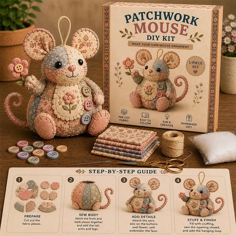 Charming Patchwork Mouse DIY Kit