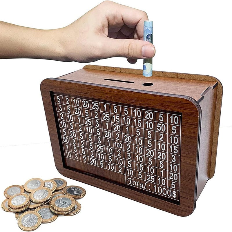 ✨Wooden money box with engraved figures