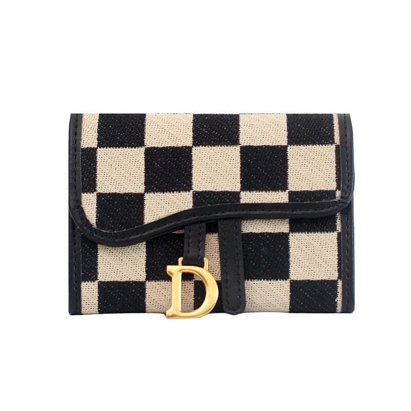 Checkerboard Pattern D Letter Design Card Holder