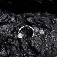 Zirkonia Hestesko Ring med Gjengede Stener for Piercinger