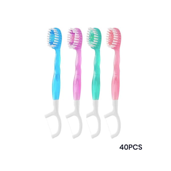 Mini Toothbrush 5 in 1 Tool (Toothpaste + Floss + Pick + Tongue Scraper) Portable Travel Set