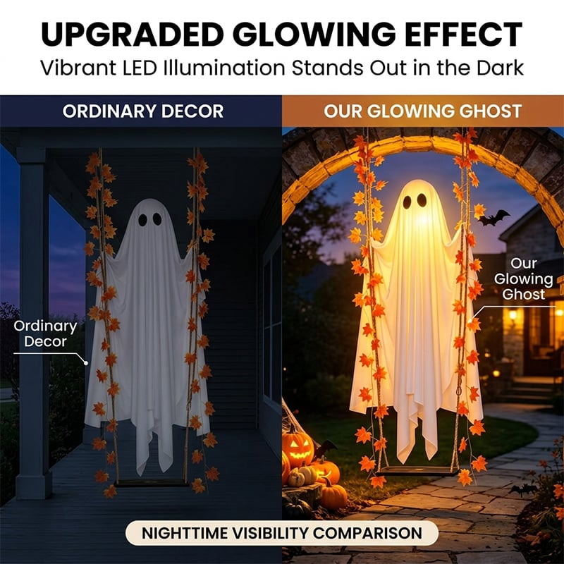 👻LED Light-Up Swinging Ghost Halloween Decoration