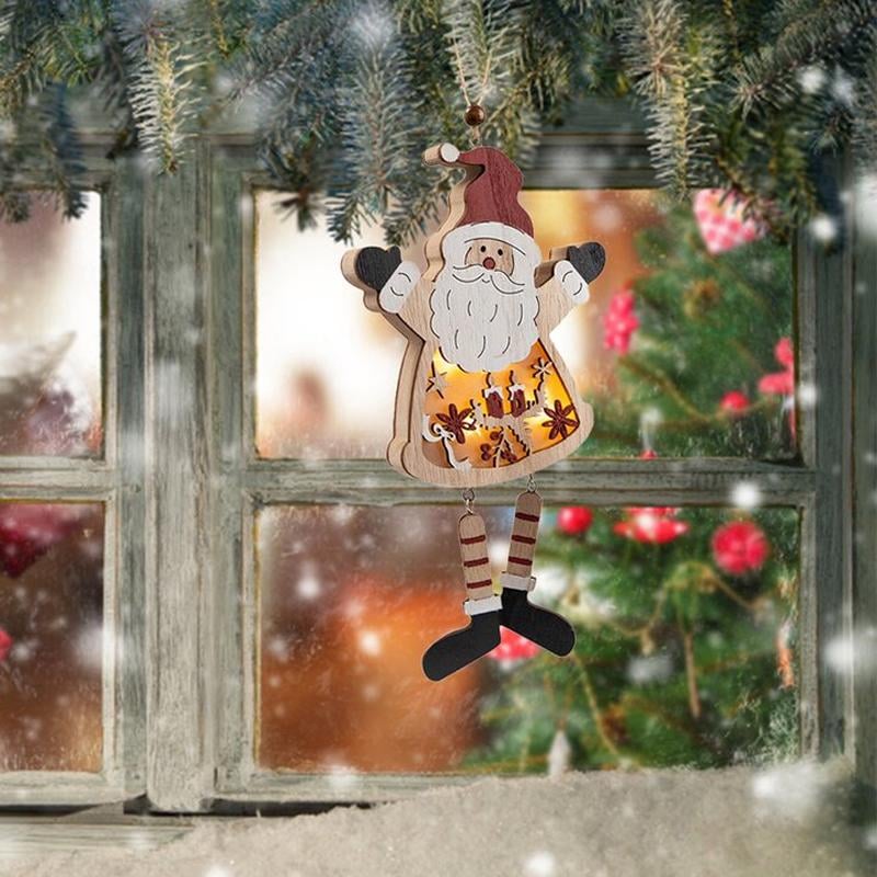LED Light Christmas Tree Wood Home Hanging Decoration