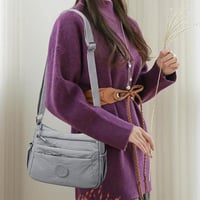 Solid Color Fashionable Multi-pocket Zipper Crossbody Bag