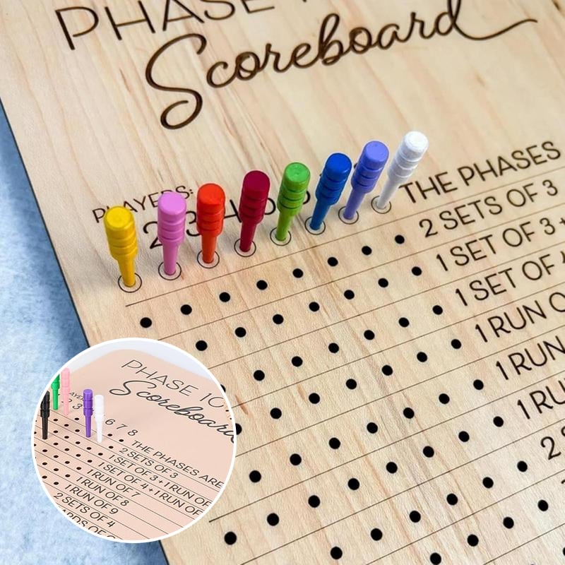 Wooden Phase 10 Score board
