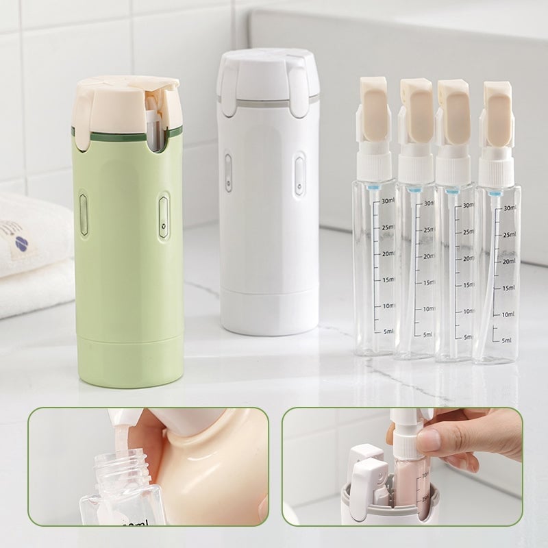 4-in-1 auslaufsicheres, drehbares Reisedispenser-Set