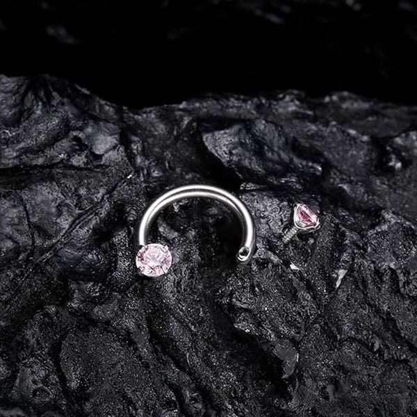 Zirkonia Hestesko Ring med Gjengede Stener for Piercinger