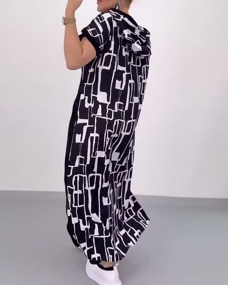 Half-Zip Loose Contrast Dress