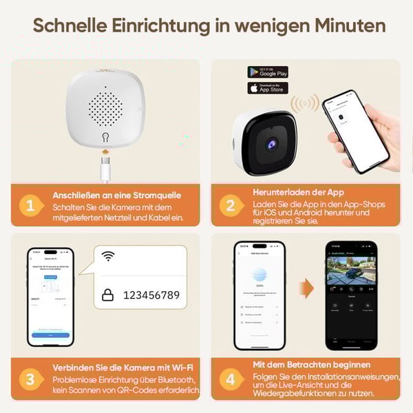 Smart WLAN-Fensterkamera 3MP mit Al-Nachtsicht