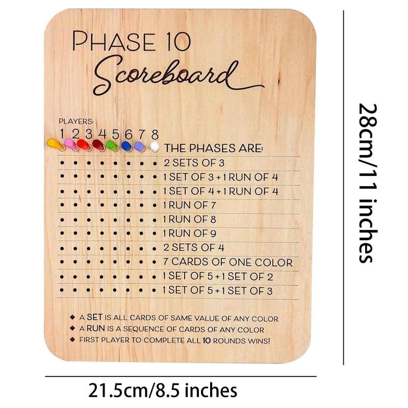 Wooden Phase 10 Score board