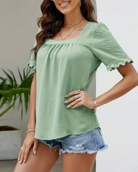 Square Neck Ruffle Sleeve Blouse